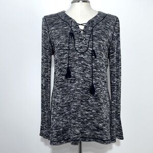 Max Studio Long Sleeve Blue Textured All Day Wear Sweater Size M